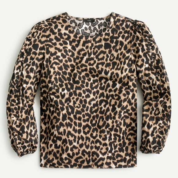 J.Crew Ruffle-sleeve top in leopard - Picture 5 of 7